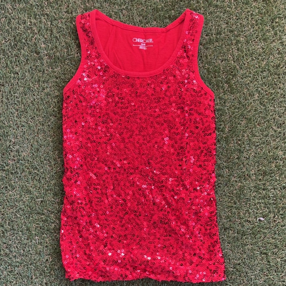 cherokee red sequence tank top